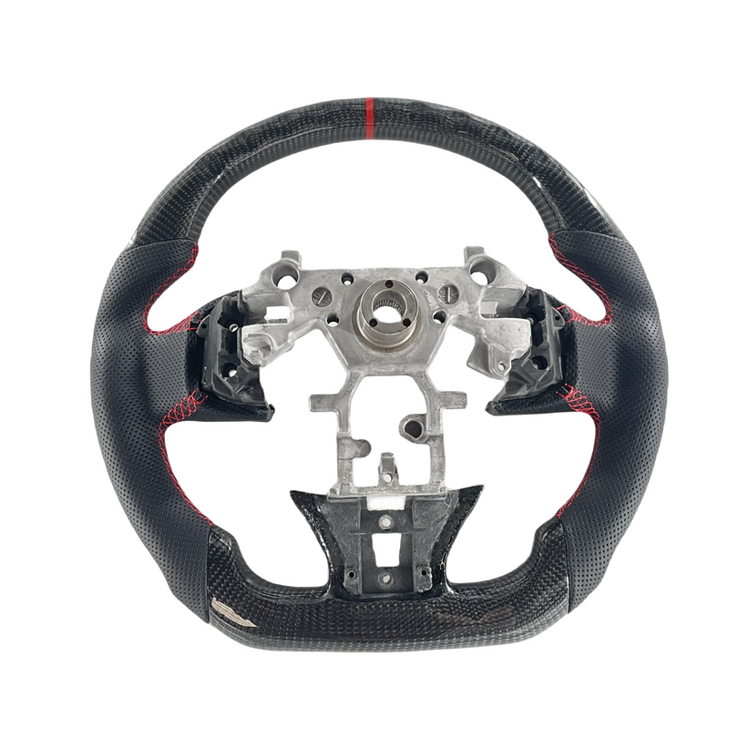 Load image into Gallery viewer, FOR 14-17 INFINITI Q50 CARBON FIBER FLAT BOTTOM STEERING WHEEL BLACK LEATHER

