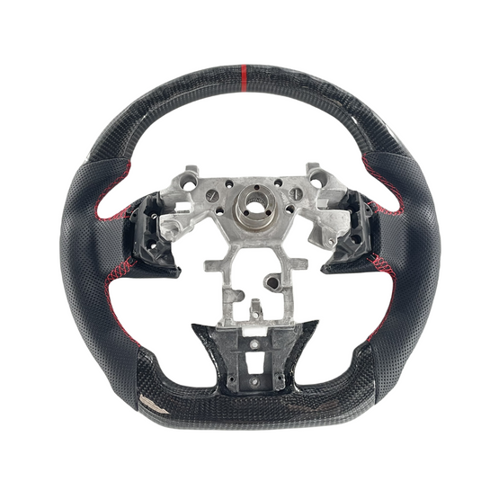 FOR 14-17 INFINITI Q50 CARBON FIBER FLAT BOTTOM STEERING WHEEL BLACK LEATHER