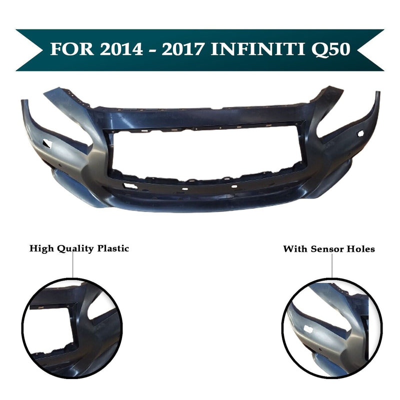 Load image into Gallery viewer, Front Bumper Cover With Sensor Holes For Infiniti Q50 2014 - 2017
