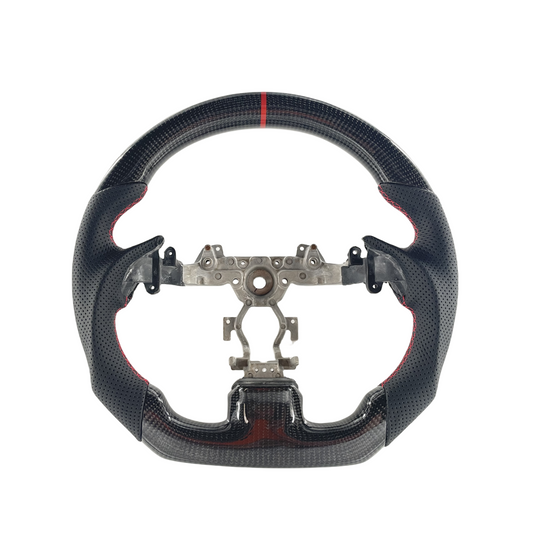 FOR 08-13 INFINITI G37 CARBON FIBER FLAT BOTTOM STEERING WHEEL BLACK LEATHER