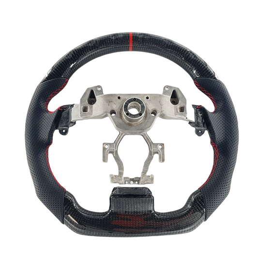 FOR 08-13 INFINITI G37 CARBON FIBER FLAT BOTTOM STEERING WHEEL BLACK LEATHER