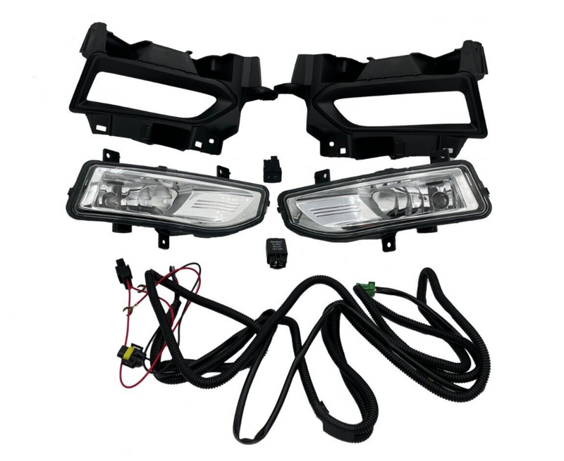 Load image into Gallery viewer, FOR 20-22 VERSA BUMPER LEFT &amp; RIGHT FOG LIGHT LAMP CHROME W/BEZEL + HARNESS PAIR
