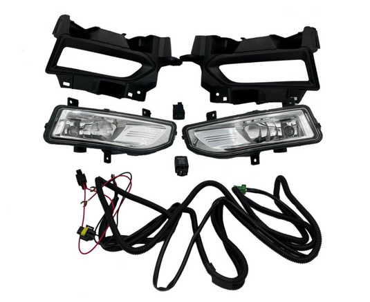 FOR 20-22 VERSA BUMPER LEFT & RIGHT FOG LIGHT LAMP CHROME W/BEZEL + HARNESS PAIR