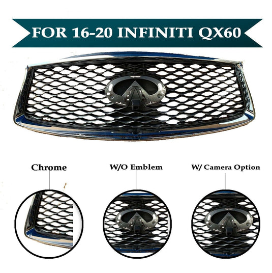 Bumper Upper Grille W/ Camera Option W/O Emblem Front For Infiniti QX60 16 - 20