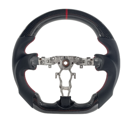 ⭐⭐FOR 09-21 NISSAN 370Z CARBON FIBER FLAT BOTTOM STEERING WHEEL BLACK LEATHER⭐⭐