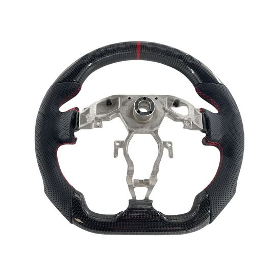 ⭐⭐FOR 09-21 NISSAN 370Z CARBON FIBER FLAT BOTTOM STEERING WHEEL BLACK LEATHER⭐⭐