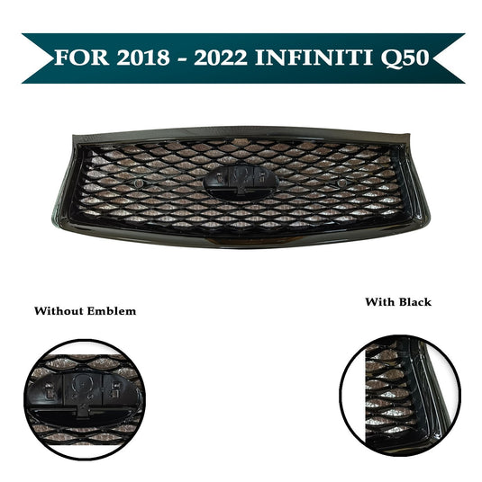 Front Bumper Upper Grille W/O Emblem For Infiniti Q50 2018 - 2022