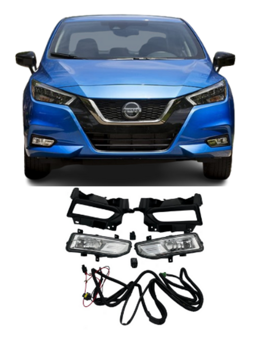 Load image into Gallery viewer, FOR 20-22 VERSA BUMPER LEFT &amp; RIGHT FOG LIGHT LAMP CHROME W/BEZEL + HARNESS PAIR
