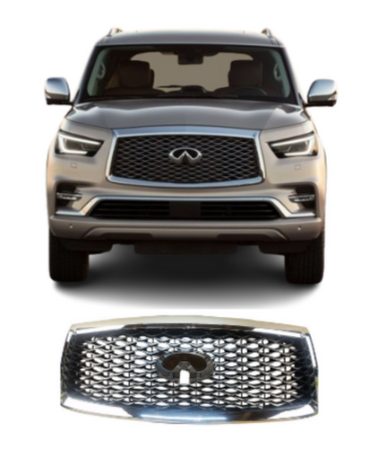 ⭐⭐ FOR 18-21 INFINITI QX80 FRONT BUMPER UPPER GRILLE W/ CAMERA OPTION W/O EMBLEM