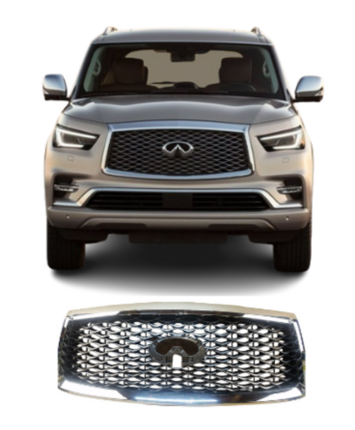⭐⭐ FOR 18-21 INFINITI QX80 FRONT BUMPER UPPER GRILLE W/ CAMERA OPTION W/O EMBLEM