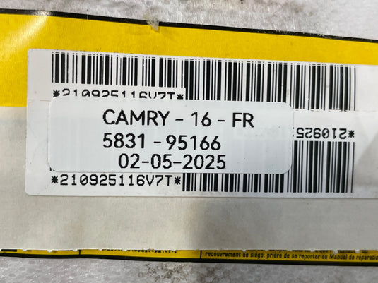 2015 - 2017 TOYOTA CAMRY FRONT RIGHT PASSENGER SIDE SEAT AIRBAG