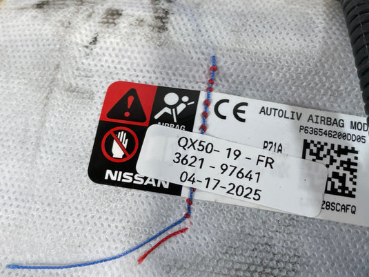 2019-2023 INFINITI QX50 FRONT RIGHT PASSENGER SIDE SEAT AIRBAG AIR BAG