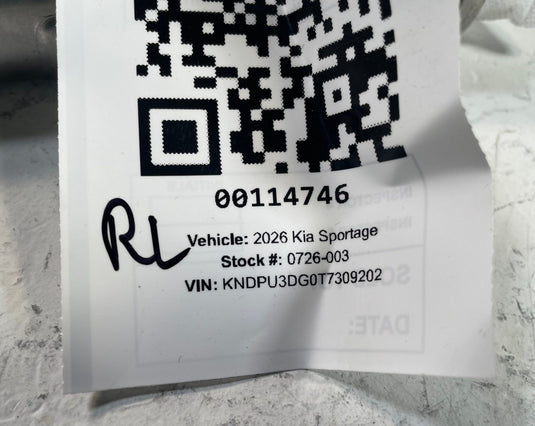 2026 KIA SPORTAGE REAR LEFT DRIVER SIDE SEAT AIR BAG AIRBAG