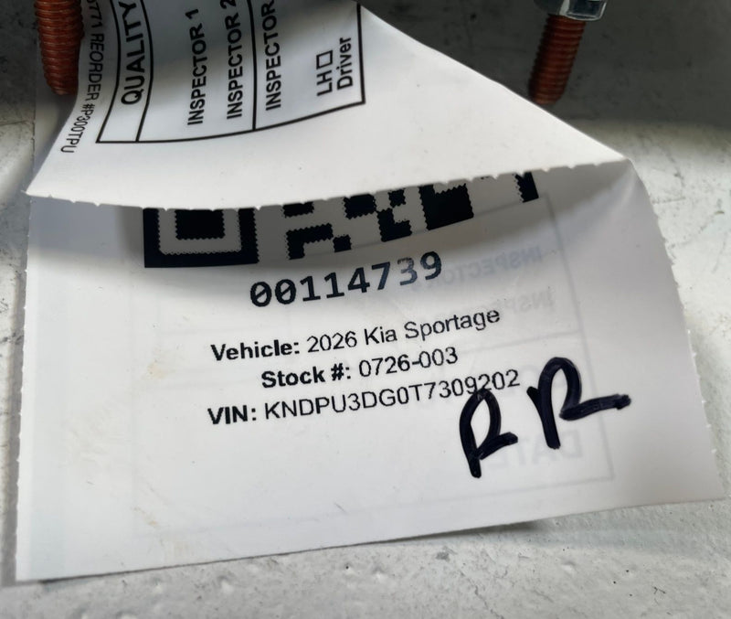 Load image into Gallery viewer, 2026 KIA SPORTAGE REAR RIGHT PASSENGER SIDE SEAT AIR BAG AIRBAG # 114739
